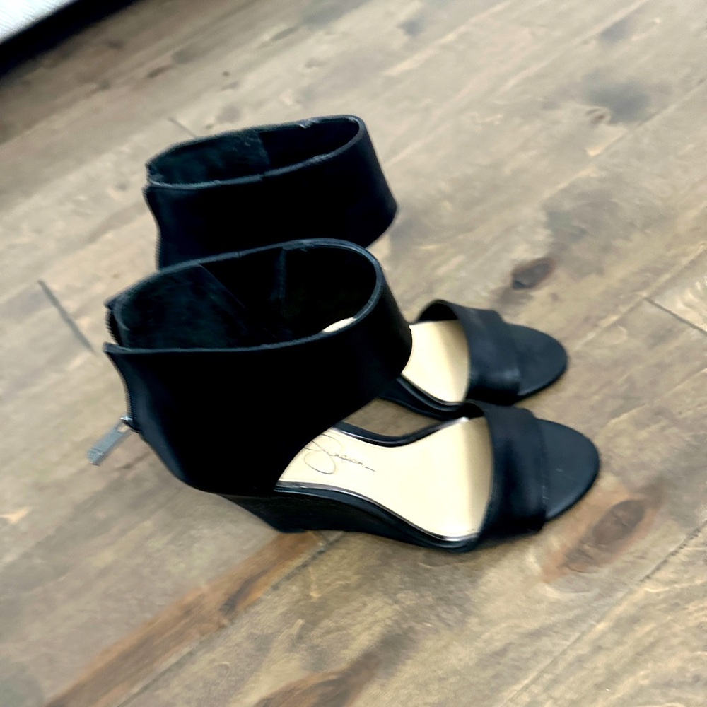 Jessica Simpson black wedges.